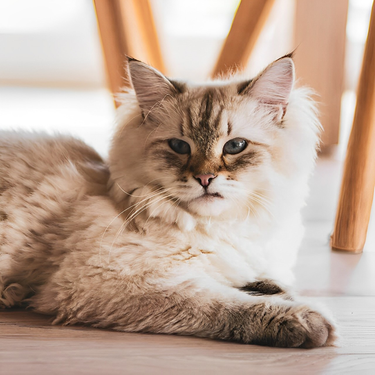 a cat lying on the floor